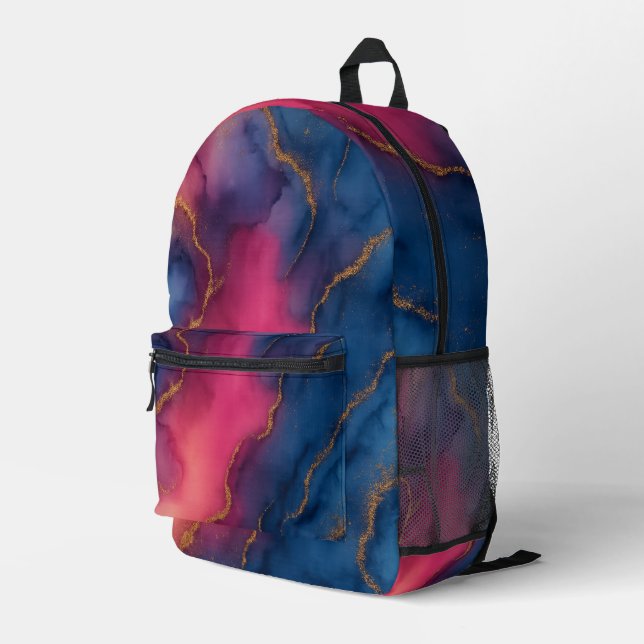 Mochila de mármol azul de oro rosa de lujo