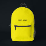 Mochila de nombre personalizado amarillo negro<br><div class="desc">Personaliza fácilmente esta mochila simple y fresca, agregando tu nombre o texto personalizado. Un diseño fresco y moderno en amarillo y negro con una fuente sans serif clara, para un aspecto moderno, profesional y atrevido, perfecto como regalo personalizado para estudiantes universitarios, secundaria, niños. La mochila se puede personalizar en cualquier...</div>