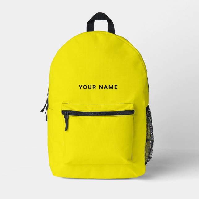 Mochila de nombre personalizado amarillo negro (Anverso)