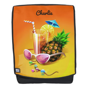 Mochila de nombre personalizado de bebida tropical