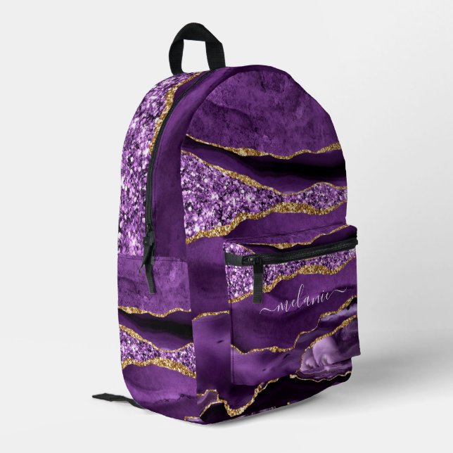Mochila de nombre personalizado de mármol de Purpu (Esquina izquierda trasera)