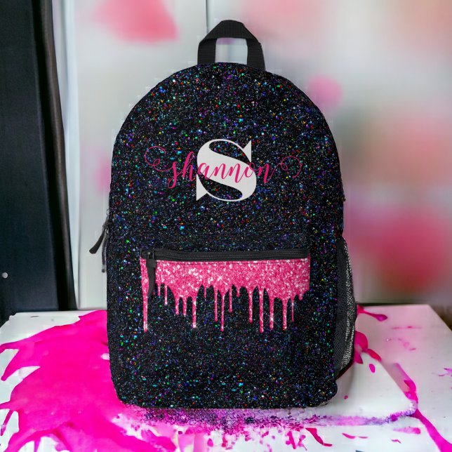 Mochila de nombre personalizado de Purpurina negro (Subido por el creador)