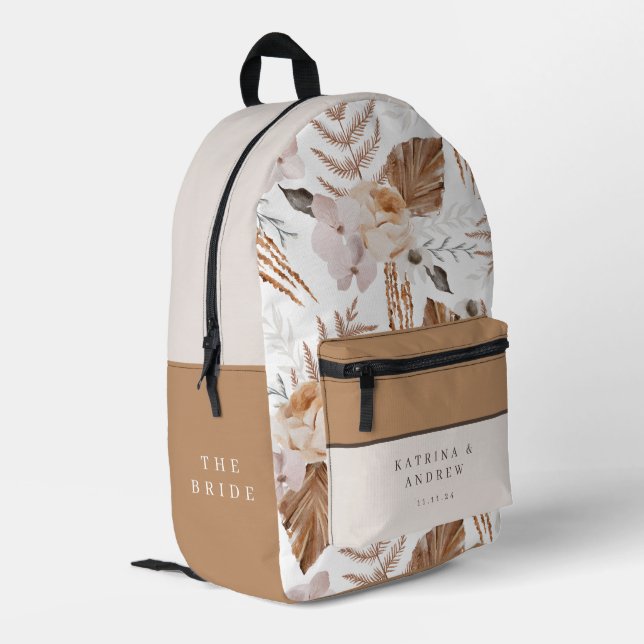 Mochila de novia floral acuarela boho (Esquina izquierda trasera)