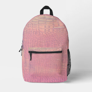 Mochila de patrón de cocodrilo rosa simulada