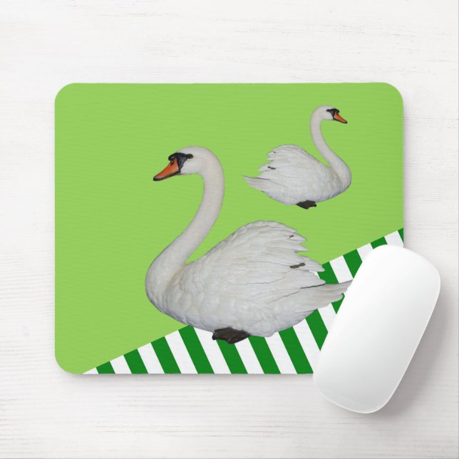 ¡Mochila de ratón de banda verde Swan! Alfombrilla (Con ratón)