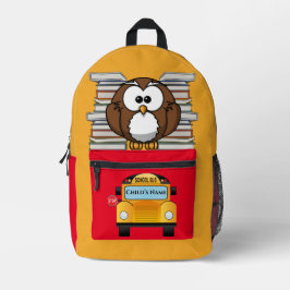 Mochila de regreso a la escuela de búho y libros