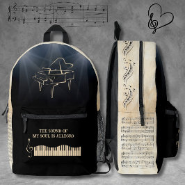 Mochila de Sinfonía Musical Negra y Tan Piano