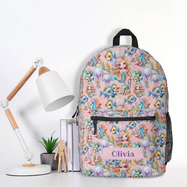 Mochila de sirena rosa personalizada (Subido por el creador)