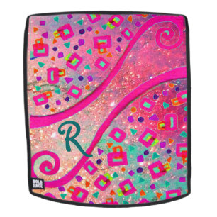 Mochila DECO MONOGRAM Pink Fuchsia Blue Green Doces Cuadra