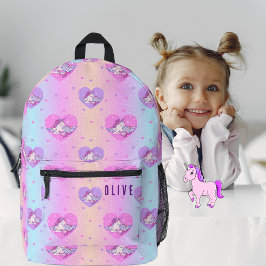 Mochila del chica Corazón de Unicornio en rosa y p
