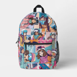 Mochila del Collage de Snowboarder Chica Anime