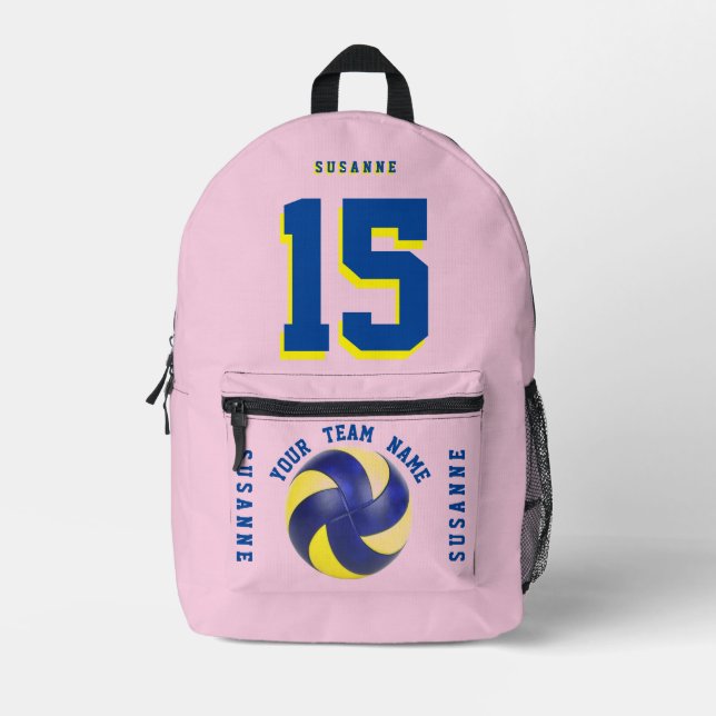 mochila del jugador de voleibol Rosa deportiva azu (Anverso)