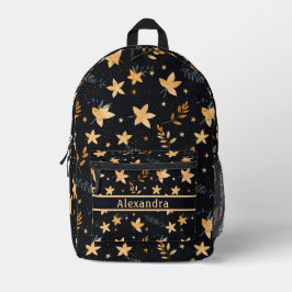 Mochila del patrón negro de follaje otoñal