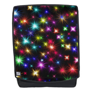 Mochila Destellos de Arcoíris Brillante, Estrellas y Fuego