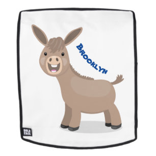 Mochila Dibujo animado de burro en miniatura lindo y feliz