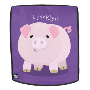 Mochila Dibujo de cerdo barrigón rosa lindo estilo caricat