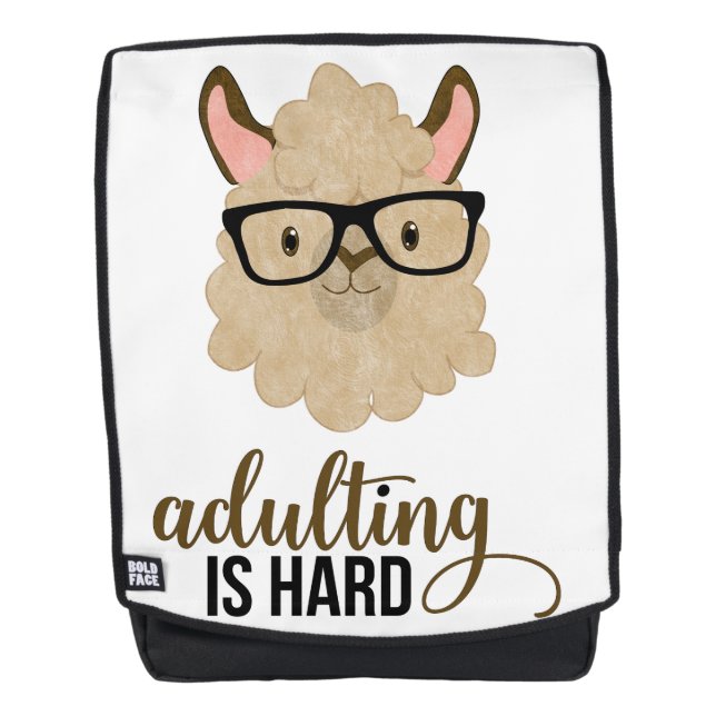 Mochila Difícil hipster llama: Adultos divertidos (Anverso)