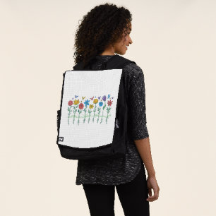 Mochila diseño de flores en crecimiento