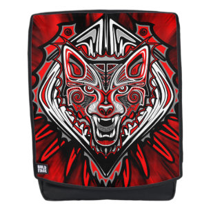 Mochila Diseño Totémico Tribal Haida de Lobo