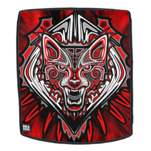 Mochila Diseño Totémico Tribal Haida de Lobo