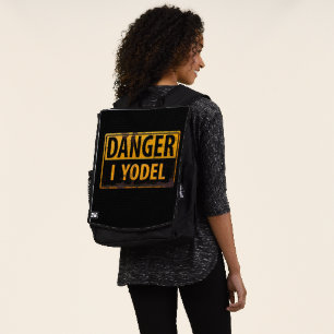 Mochila Divertido, "PELIGRO, YO Yodel" Rótulo Metalizado r