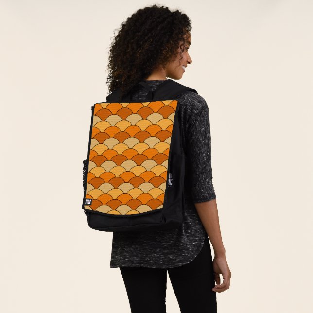 Mochila Dragon Scales, Fans, Waves, Seigaiha, Orange (Puesto)