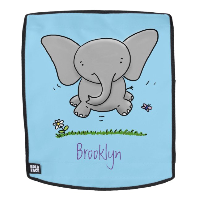 Mochila Dulce adorable ilustración de elefante bebé de dib (Cara extraíble)
