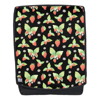 Mochila Dulce patrón botánico de acuarela de fresa