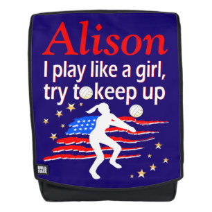 MOCHILA EE.UU. JUEGA COMO UN CHICA PERSONALIZADO VOLEYBALL