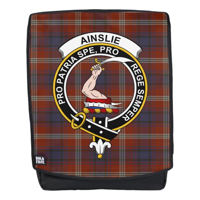 Mochila El antiguo clan de Ainslie Escudo Tartan Plaid (Anverso)