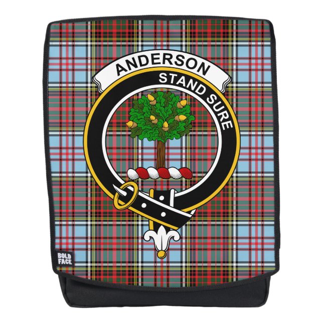 Mochila El antiguo clan de Anderson Escudo Tartan Plaid (Anverso)