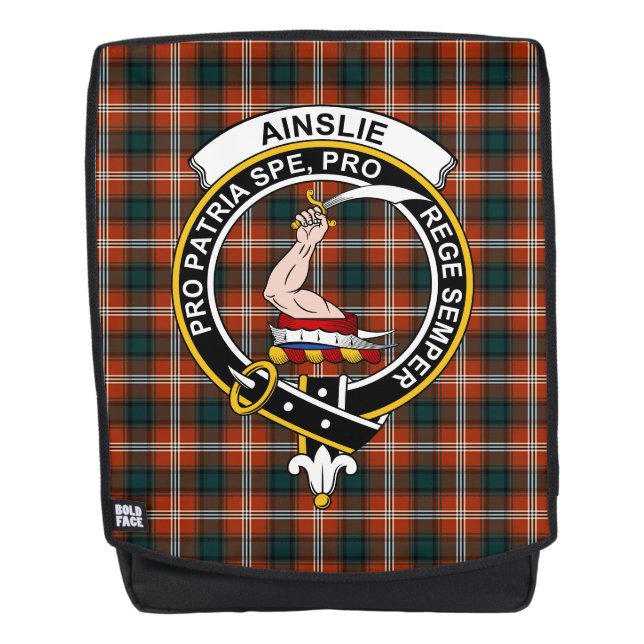 Mochila El Escudo del Clan de Ainslie Tartan Plaid (Anverso)