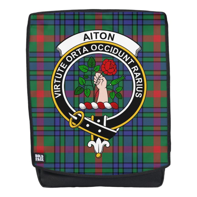 Mochila El Escudo del Clan de Aiton Tartan Plaid (Anverso)