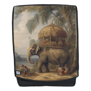 Mochila Elefante de escena botánica vintage con howdah tam