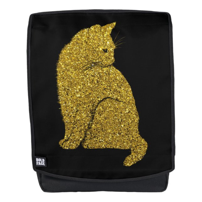 Mochila Elegante felino dorado felino línea dorada (Anverso)