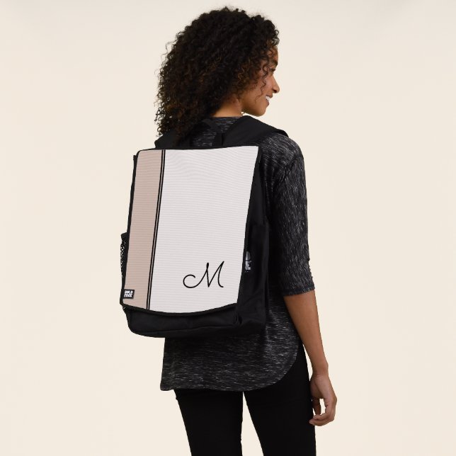 Mochila Elegante Monograma negro del bloque blanco rosado  (Puesto)