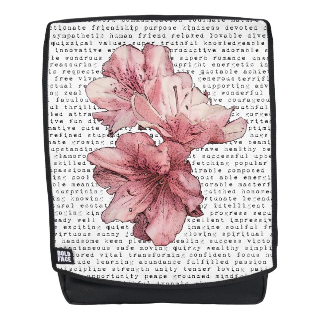 Mochila Eres mi inspiración Palabras Tipografía Flor rosa (Anverso)