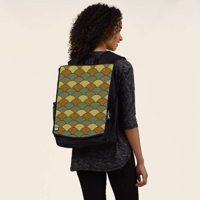 Mochila Escamas de dragón, abanicos, olas, Seigaiha, camuf (Puesto)