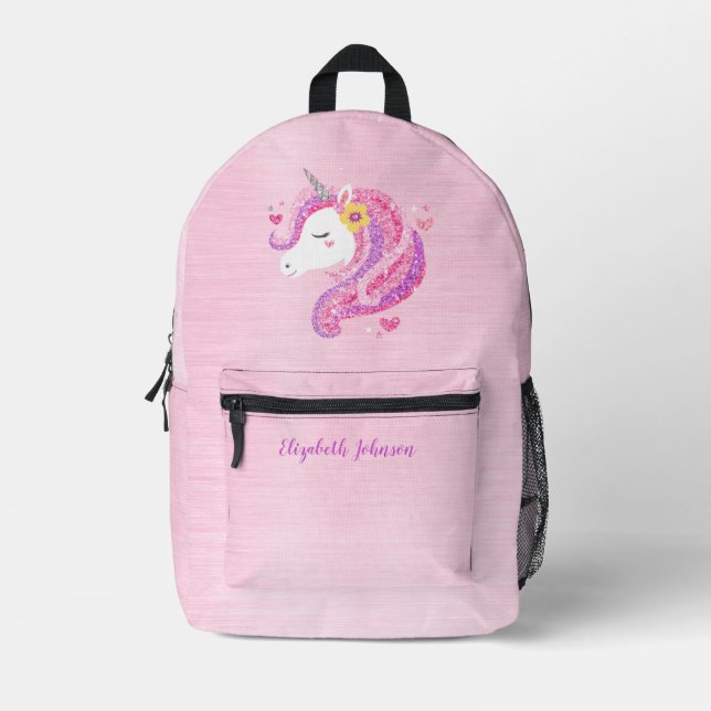 Mochila escolar de Chicas de Unicornio rosados (Anverso)