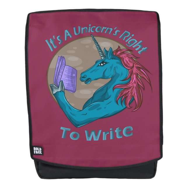 Mochila Escribir es el derecho de un unicornio (Anverso)