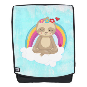 Mochila Eslogan marrón, meditando en una nube