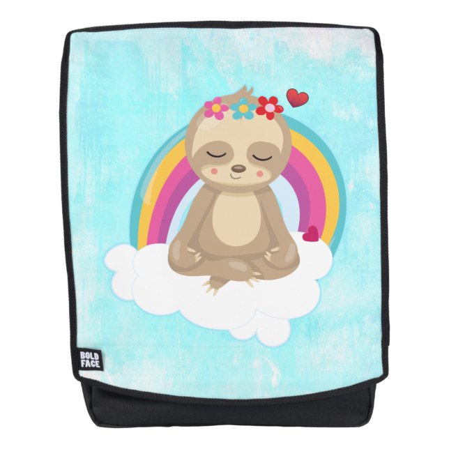 Mochila Eslogan marrón, meditando en una nube (Anverso)