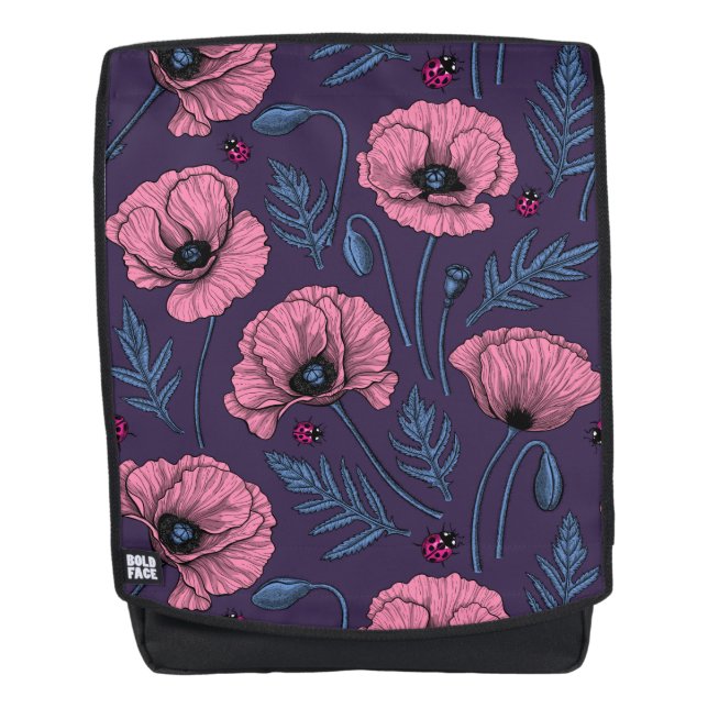 Mochila Espías rosadas en violeta oscuro (Anverso)