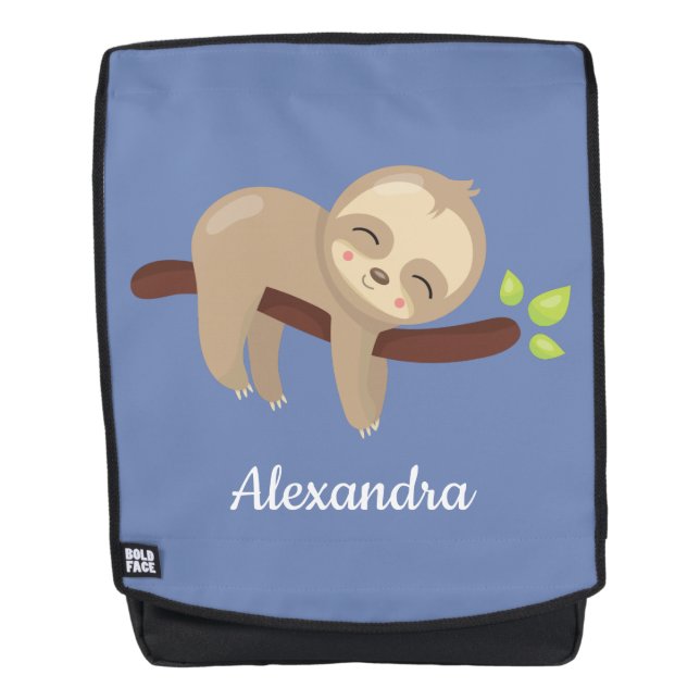 Mochila Espuma adorable en azul Ilustracion animal de árbo (Anverso)