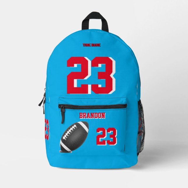 Mochila estadounidense de fútbol bolsas rojas azul (Anverso)