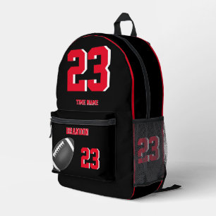 Mochila estadounidense de fútbol negro rojo 2