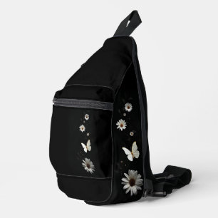 Mochila estética de mariposa floral negra