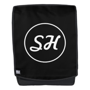 Mochila Estilo Monograma Retro-Moderno Genial Negro y Bl