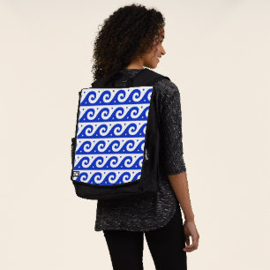Mochila Estrecho griego, patrón de onda mediterránea, azul