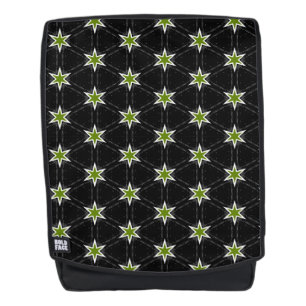 Mochila Estrellas verdes del patrón estrella en fondo negr